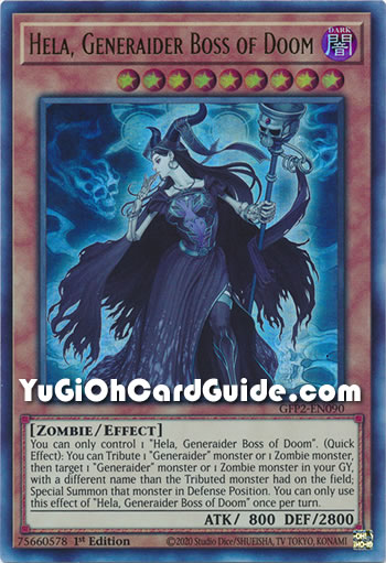 Yu-Gi-Oh Card: Hela, Generaider Boss of Doom