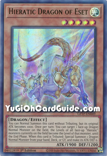 Yu-Gi-Oh Card: Hieratic Dragon of Eset