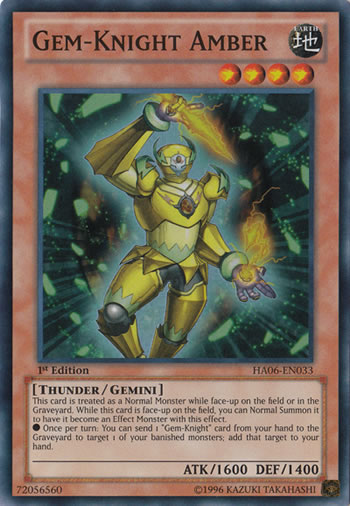 Yu-Gi-Oh Card: Gem-Knight Amber