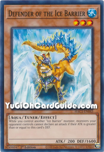 Yu-Gi-Oh Card: Defender of the Ice Barrier