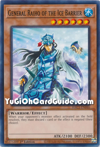 Yu-Gi-Oh Card: General Raiho of the Ice Barrier