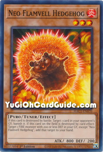 Yu-Gi-Oh Card: Neo Flamvell Hedgehog