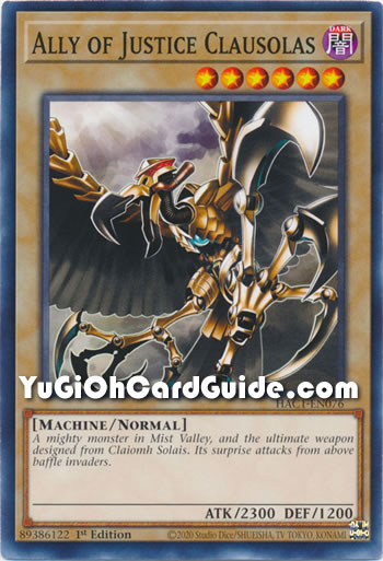 Yu-Gi-Oh Card: Ally of Justice Clausolas