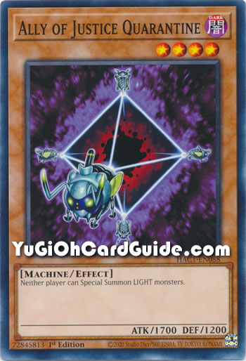 Yu-Gi-Oh Card: Ally of Justice Quarantine