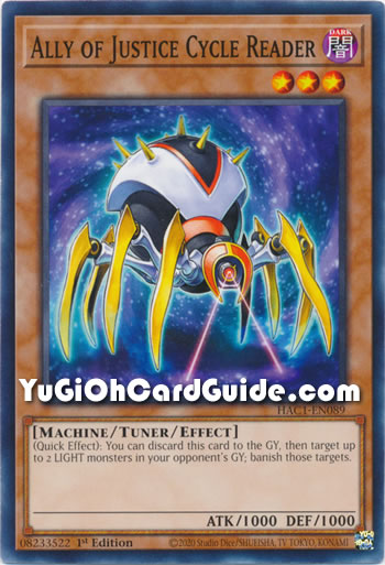 Yu-Gi-Oh Card: Ally of Justice Cycle Reader