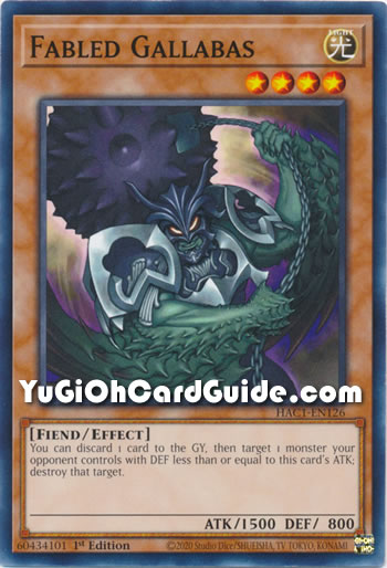 Yu-Gi-Oh Card: Fabled Gallabas