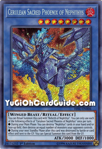 Yu-Gi-Oh Card: Cerulean Sacred Phoenix of Nephthys