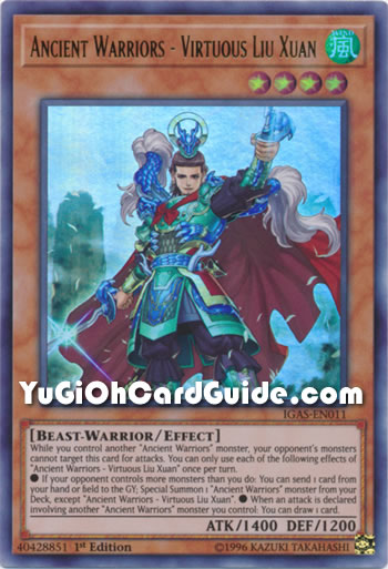 Yu-Gi-Oh Card: Ancient Warriors - Virtuous Liu Xuan