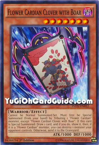 Yu-Gi-Oh Card: Flower Cardian Clover with Boar