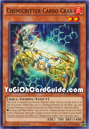 Yu-Gi-Oh Card: Chemicritter Carbo Crab