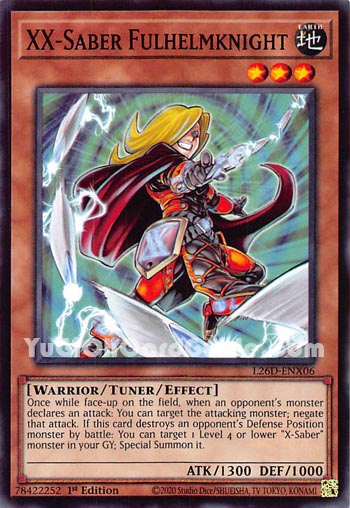 Yu-Gi-Oh Card: XX-Saber Fulhelmknight