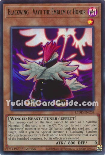 Yu-Gi-Oh Card: Blackwing - Vayu the Emblem of Honor