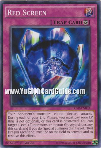 Yu-Gi-Oh Card: Red Screen