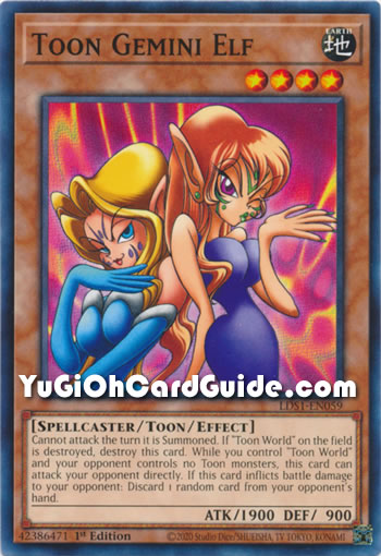 Yu-Gi-Oh Card: Toon Gemini Elf