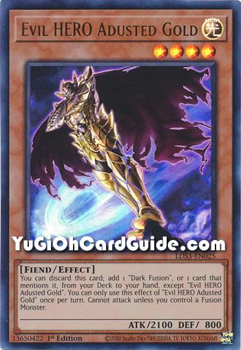 Yu-Gi-Oh Card: Evil HERO Adusted Gold