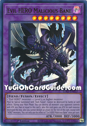 Yu-Gi-Oh Card: Evil HERO Malicious Bane