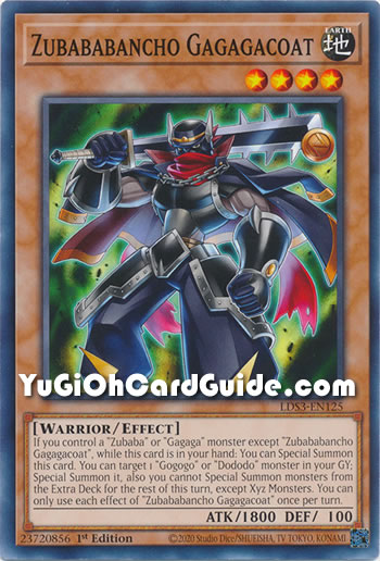 Yu-Gi-Oh Card: Zubababancho Gagagacoat