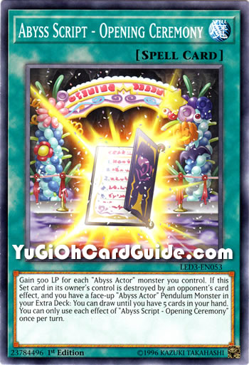 Yu-Gi-Oh Card: Abyss Script - Opening Ceremony