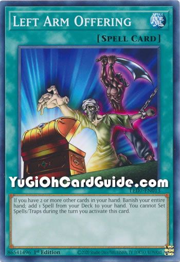 Yu-Gi-Oh Card: Left Arm Offering