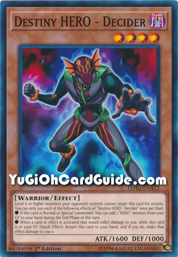 Yu-Gi-Oh Card: Destiny HERO - Decider