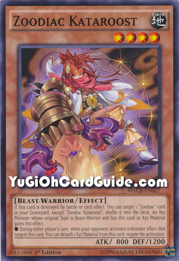 Yu-Gi-Oh Card: Zoodiac Kataroost