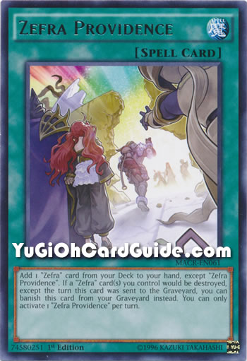 Yu-Gi-Oh Card: Zefra Providence