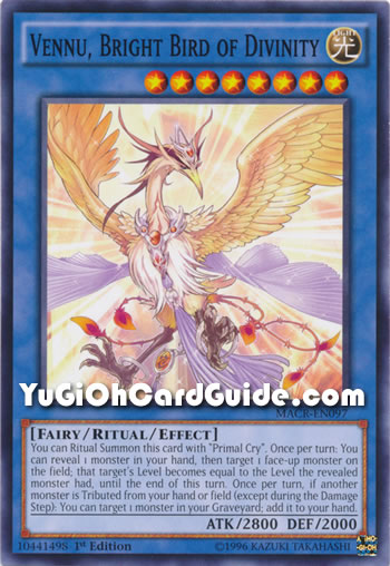 Yu-Gi-Oh Card: Vennu, Bright Bird of Divinity