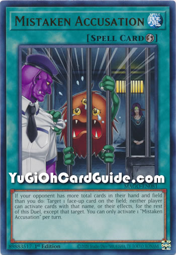 Yu-Gi-Oh Card: Mistaken Accusation