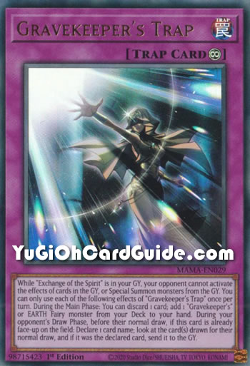 thumbnail interactive-video image 1 of Yu-Gi-Oh! TCG Gravekeepers Trap - MAMA-EN029 - Ultra Rare 1st Edition (Magnificent Mavens) 1 of 3