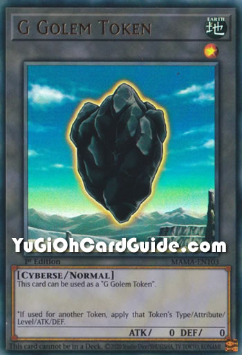 Yu-Gi-Oh Card: G Golem Token