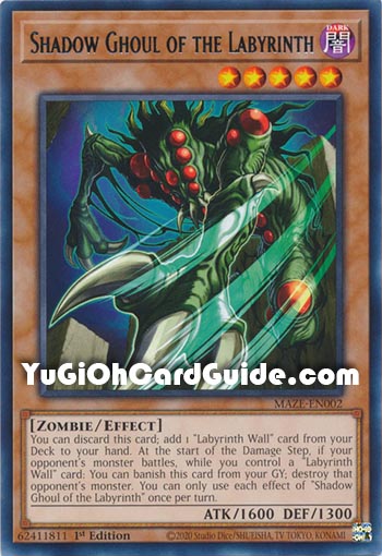 Yu-Gi-Oh Card: Shadow Ghoul of the Labyrinth