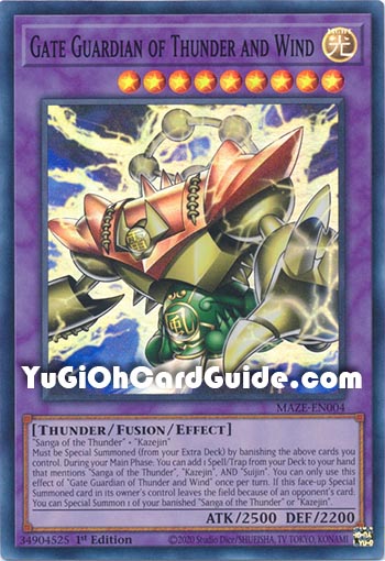Yu-Gi-Oh Card: Gate Guardian of Thunder and Wind