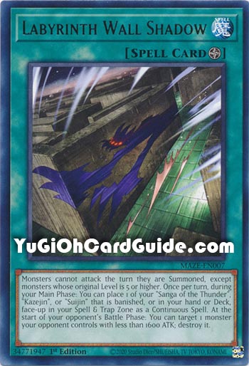 Yu-Gi-Oh Card: Labyrinth Wall Shadow