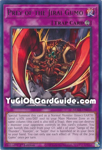 Yu-Gi-Oh Card: Prey of the Jirai Gumo