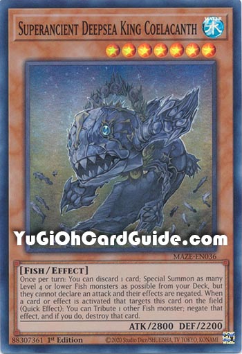 Yu-Gi-Oh Card: Superancient Deepsea King Coelacanth