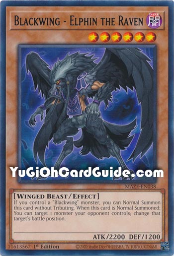 Yu-Gi-Oh Card: Blackwing - Elphin the Raven