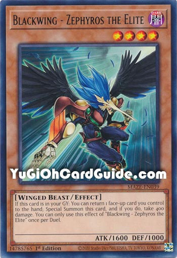 Yu-Gi-Oh Card: Blackwing - Zephyros the Elite
