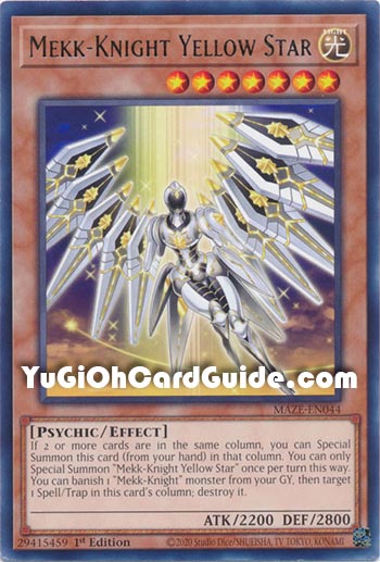 Yu-Gi-Oh Card: Mekk-Knight Yellow Star