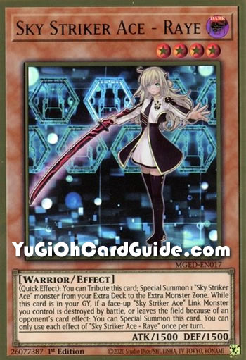 3X Sky Striker Ace - Raye (Prismatic Rare) 1st Edition Yugioh Cards - MP19-EN259