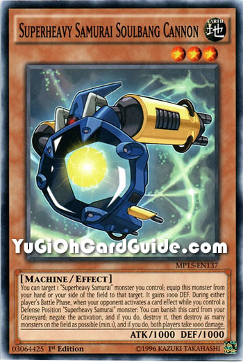 Yu-Gi-Oh Card: Superheavy Samurai Soulbang Cannon