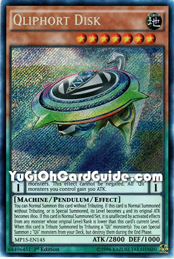 Yu-Gi-Oh Card: Qliphort Disk