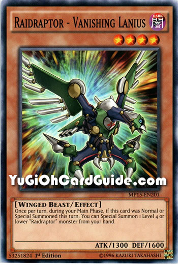 Yu-Gi-Oh Card: Raidraptor - Vanishing Lanius