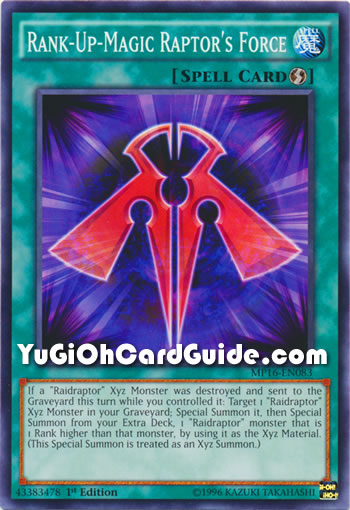 Yu-Gi-Oh Card: Rank-Up-Magic Raptor's Force