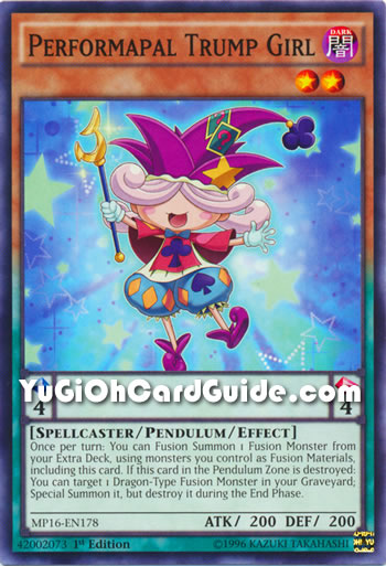 Yu-Gi-Oh Card: Performapal Trump Girl