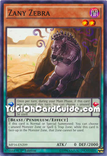 Yu-Gi-Oh Card: Zany Zebra
