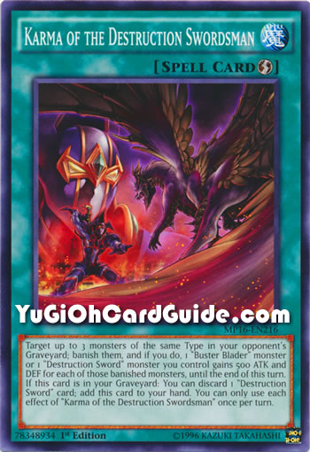 Yu-Gi-Oh Card: Karma of the Destruction Swordsman