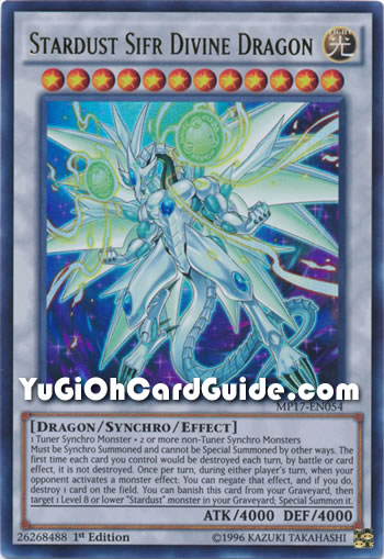 Yu-Gi-Oh Card: Stardust Sifr Divine Dragon