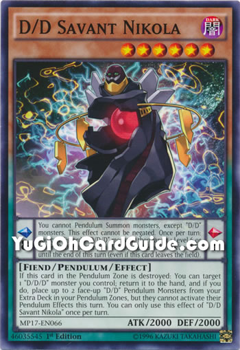 Yu-Gi-Oh Card: D/D Savant Nikola