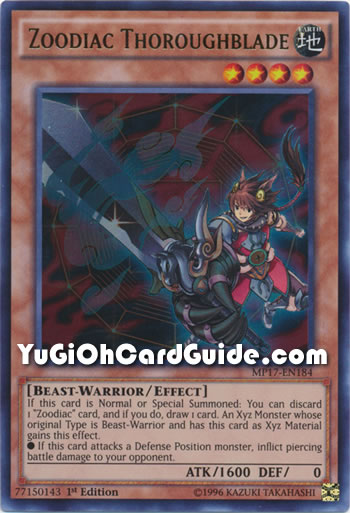 Yu-Gi-Oh Card: Zoodiac Thoroughblade