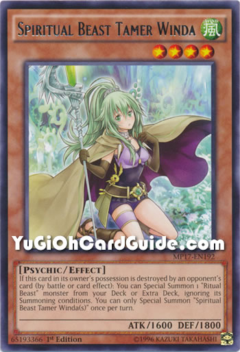 Yu-Gi-Oh Card: Spiritual Beast Tamer Winda